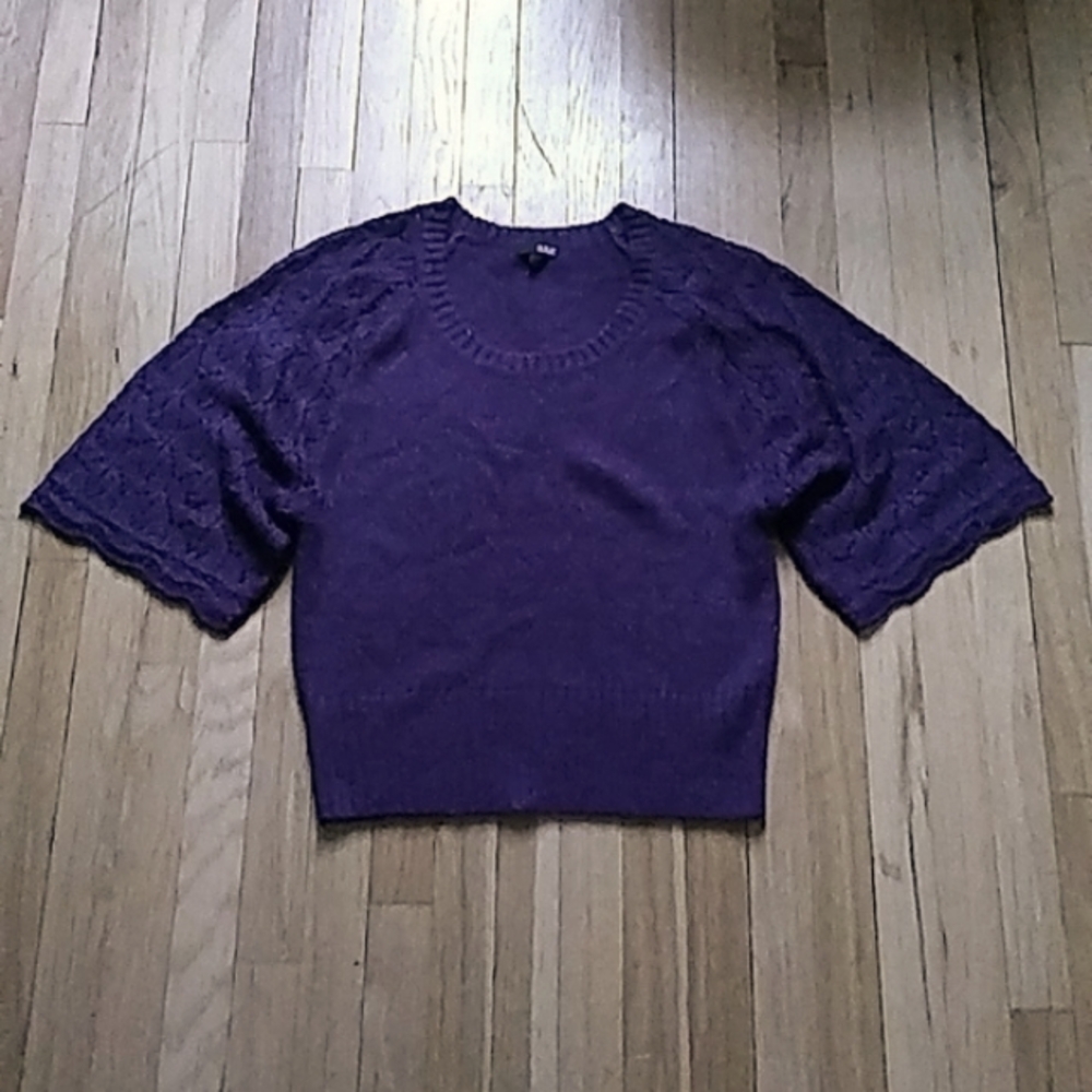 a.n.a short sleeve knit sweater large purple